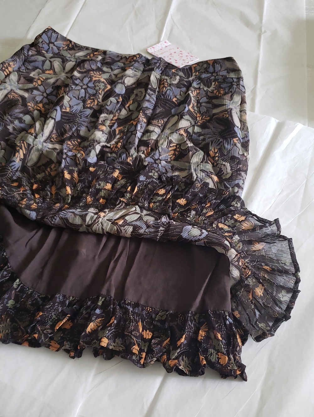 Free People New Skirt AROUND THE WORLD Printed Ruffled Women's Sz 8 🎉HP🎉 - Picture 7 of 16
